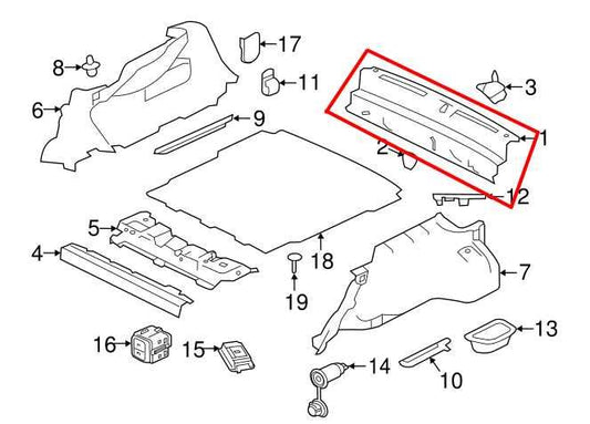 2017-20 Jaguar XE R-Dynamic S Rear Trunk Sill Scuff Finisher Panel GX73-406A64-A - Alshned Auto Parts