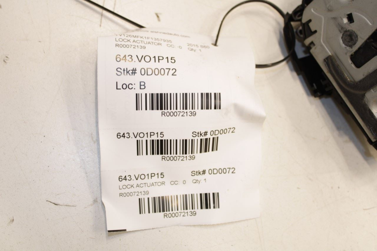 2015-2018 Volvo S60 T5 Premier Rear Right Side Door Lock Latch Actuator 31349866 - Alshned Auto Parts
