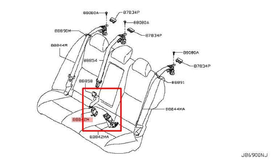 17-23 Infiniti Q50 Rear RH and LH Center 2nd Row Seat Belt Buckle Set 888426HF0A - Alshned Auto Parts