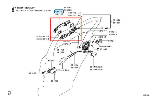 18-25 Mitsubishi Eclipse Cross ES AWD Rear Driver Left Side Door Exterior Handle - Alshned Auto Parts
