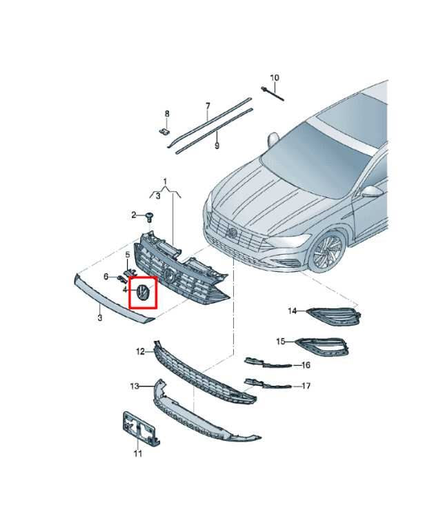 2023-24 Volkswagen Jetta SE 1.5L Front Radiator Grille Emblem 5H0-853-601-Q OEM1