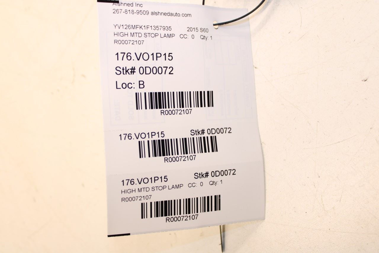 15-16 Volvo S60 T5 Premier Rear Center High Mount Stop Brake Light Lamp 31395958 - Alshned Auto Parts
