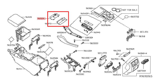 2017-2019 Nissan Pathfinder SV Front Console Pocket Tray w/ USB Port and Lighter - Alshned Auto Parts