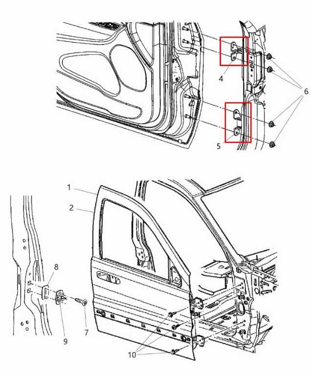 2011-25 Dodge Durango SXT Front Left Driver Side Door Hinge Upper and Lower Pair1