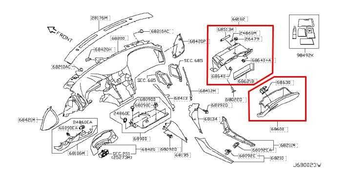 2017-2022 Infiniti Q60 Luxe Glove Box Storage Compartment 68500-4GF1A OEM - Alshned Auto Parts