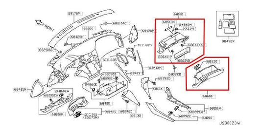 2017-2022 Infiniti Q60 Luxe Glove Box Storage Compartment 68500-4GF1A OEM - Alshned Auto Parts