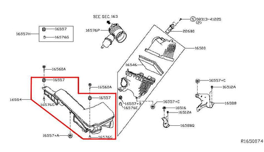 2016-2020 Infiniti QX60 3.5L AWD Air Intake Cleaner Duct Tube 16554-6KA0A OEM - Alshned Auto Parts