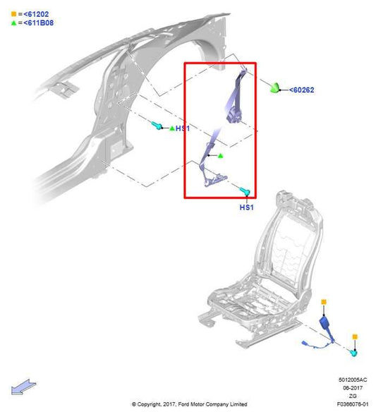 2018-23 Ford Mustang GT 5.0L RWD Front Passenger Right Side Seat Belt Retractor - Alshned Auto Parts