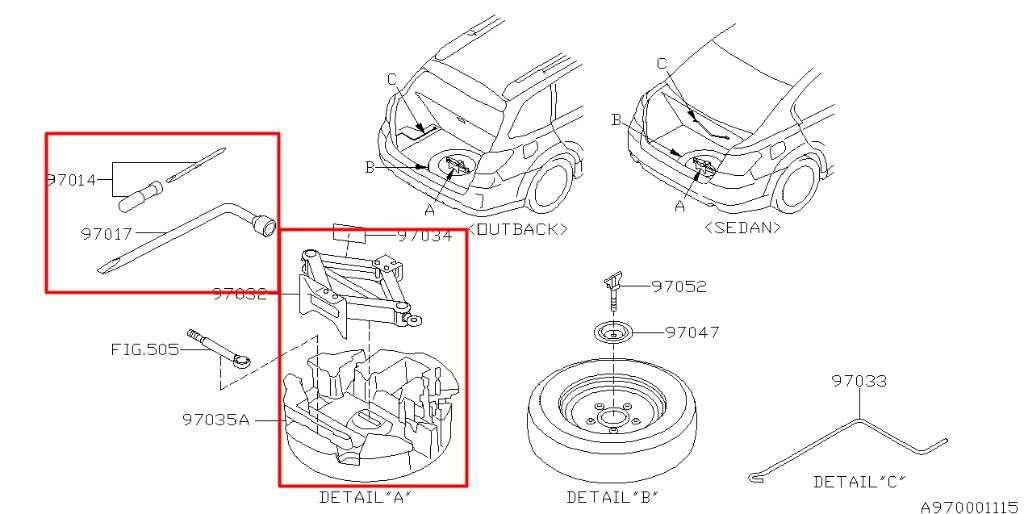 11-14 Subaru Outback Premium AWD Lift Jack and Tool Kit w/ Foam Holder Container - Alshned Auto Parts