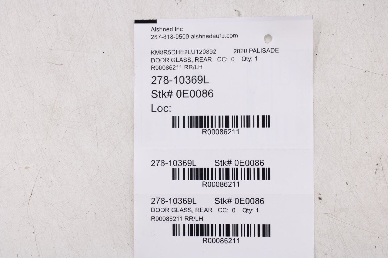 2020-2022 Hyundai Palisade Limited AWD Rear Left Door Window Glass 83410-S8100 - Alshned Auto Parts