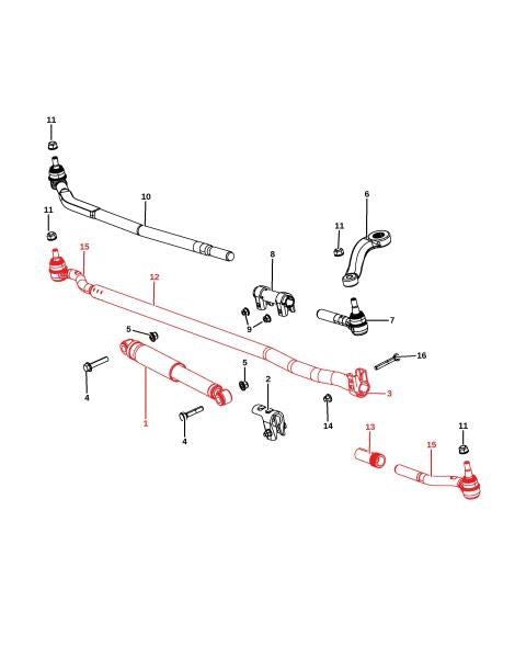 07-17 Jeep Wrangler 2-Dr Outer Steering Linkage Tie Rod & Damper 52060058AF - Alshned Auto Parts