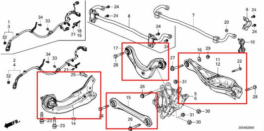 2023-26 Acura Integra A-Spec FWD Rear Suspension Right Side Control Arm Set of 4 - Alshned Auto Parts