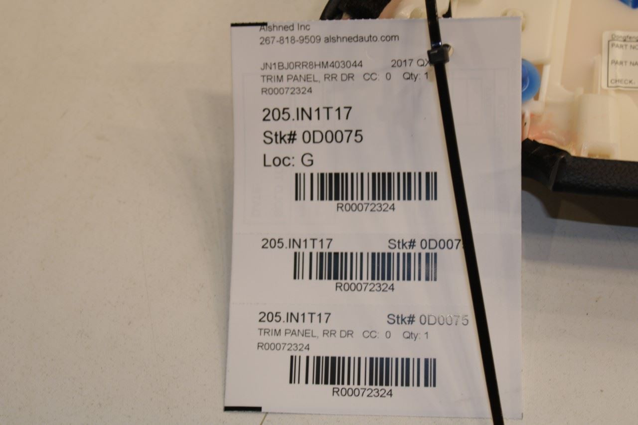 2015-2017 Infiniti QX50 Rear Left Driver Door Trim Panel 82901-5UB0B OEM - Alshned Auto Parts