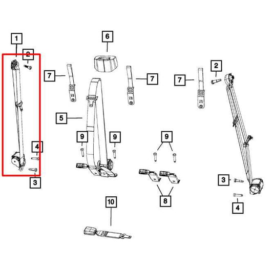 13-19 Ram 1500 Laramie Crew Cab Rear Driver LH Side 2nd Row Seat Belt Retractor - Alshned Auto Parts