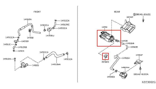 16-25 Nissan Versa 1.6L Fuel Vapor Evaporator Emission Canister 14950-9KZ0A OEM - Alshned Auto Parts