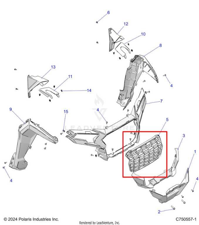 24-25 Polaris PZR XP 1000 Ultimate Front Fascia Radiator Grille 5456526-070 OEM - Alshned Auto Parts