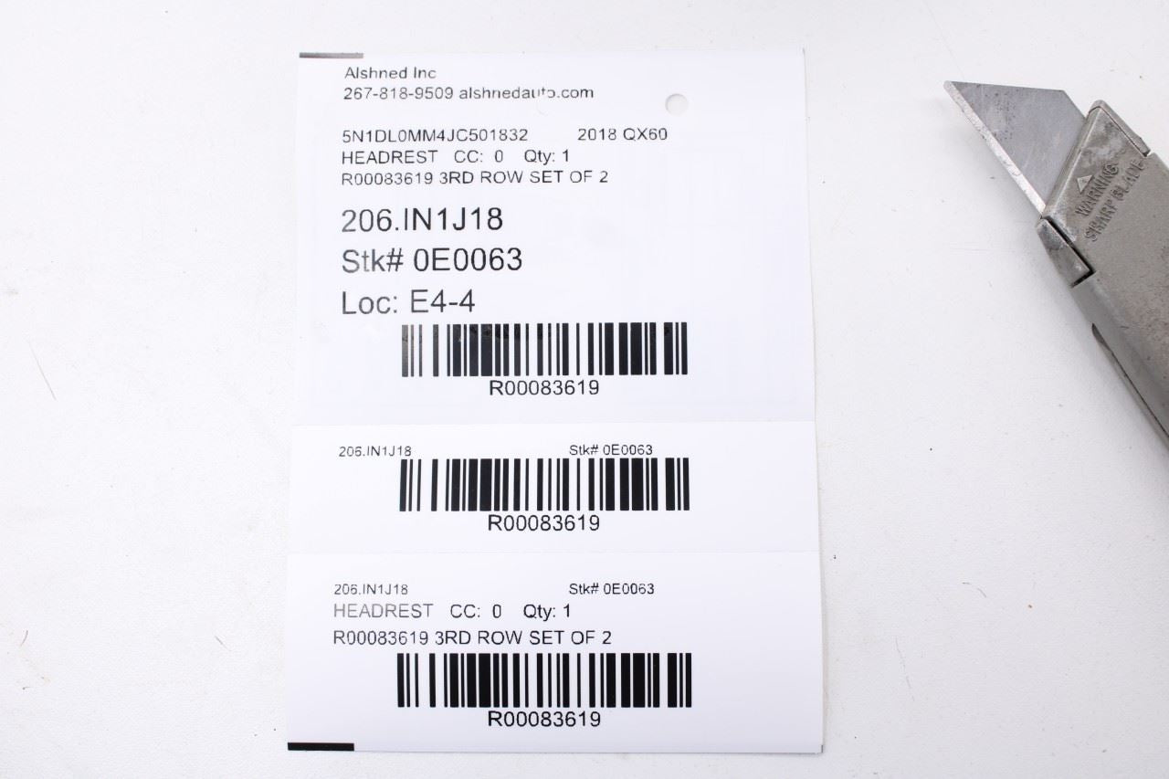 16-20 Infiniti QX60 3.5L AWD Rear Right and Left Side 3rd Row Seat Headrest Set - Alshned Auto Parts