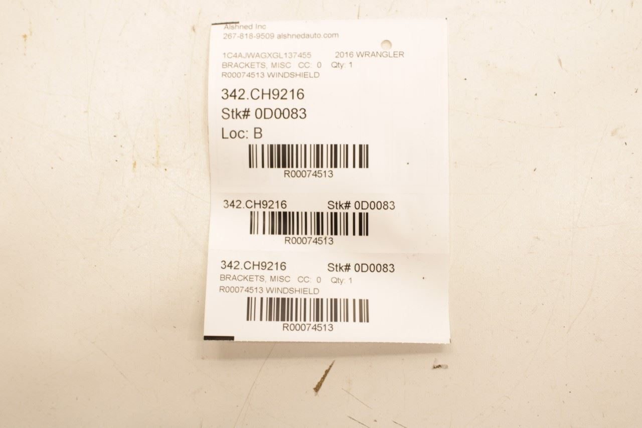 2015-18 Jeep Wrangler Sport 2dr Front Left Side Windshield Reinforcement Bracket - Alshned Auto Parts