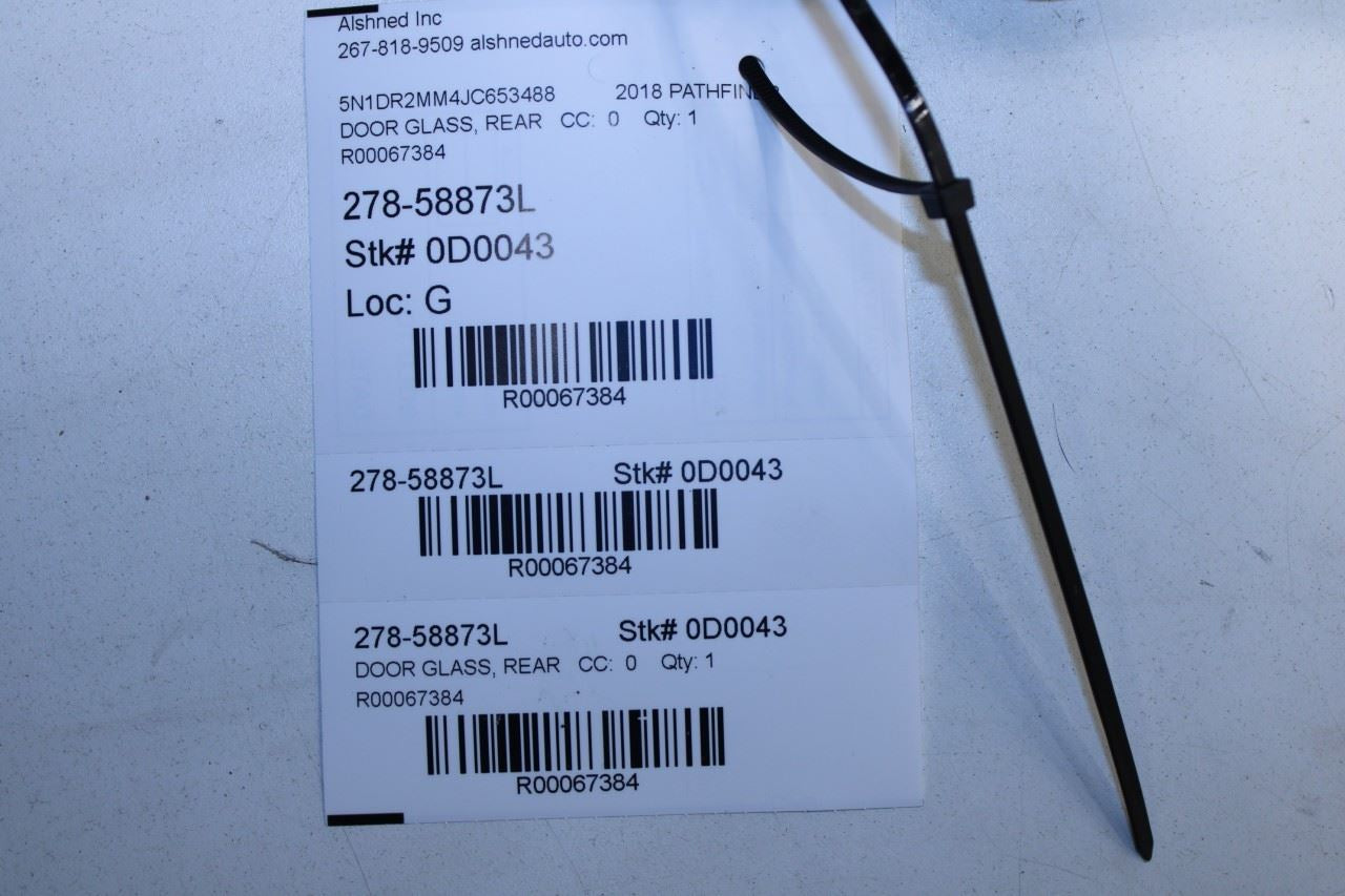 2013-2020 Nissan Pathfinder SV Rear Left Door Window Glass 82301-3KA1A OEM - Alshned Auto Parts