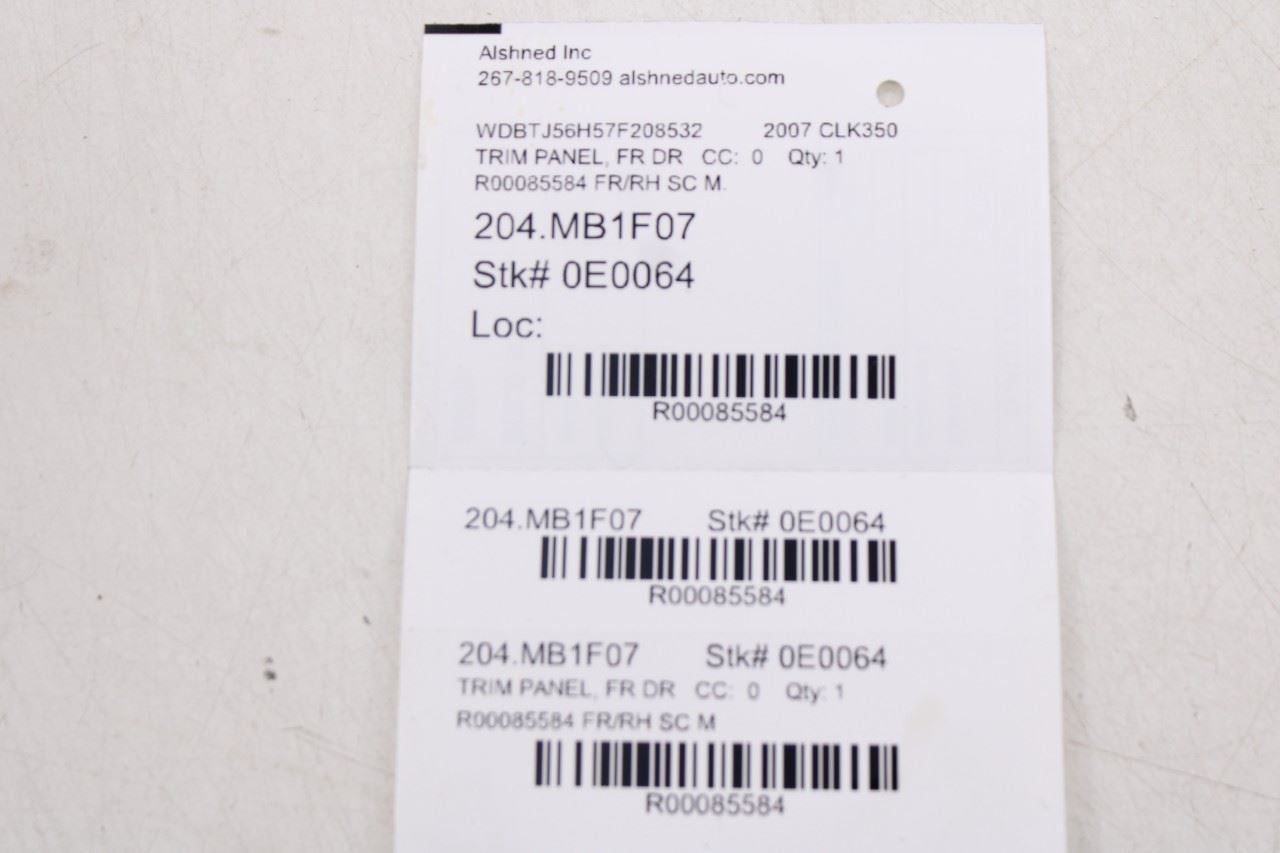 2006-09 Mercedes-Benz CLK 350 Coupe Front Right Side Door Trim Panel 209720207220