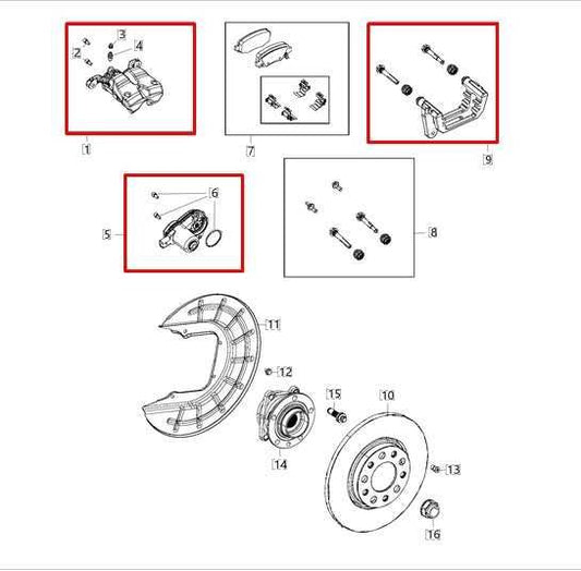 2018-2020 Jeep Compass Latitude Rear Right Brake Disc Caliper 68338708AA OEM - Alshned Auto Parts