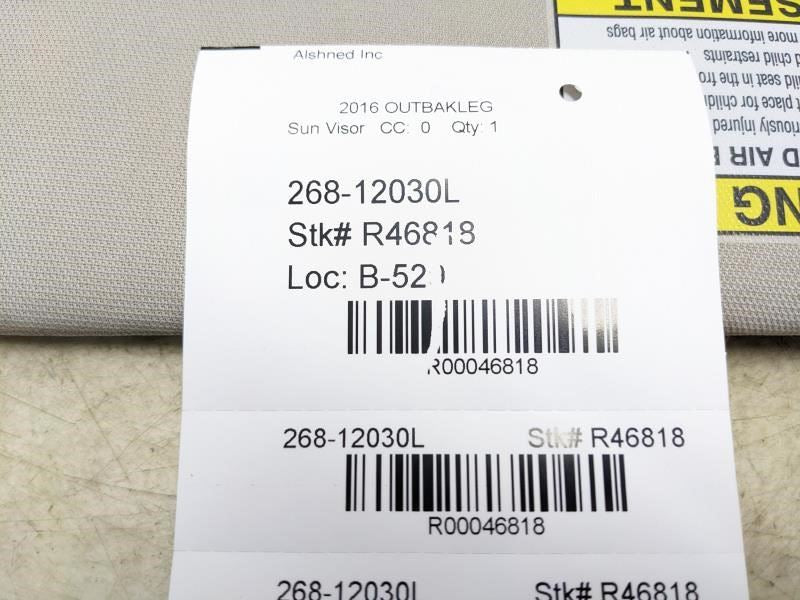 2015-2019 Subaru Outback FR LH Sun Visor w/ Illuminated Mirror 92011AL15BME OEM