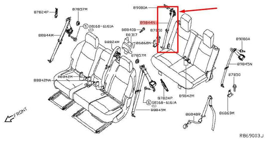 2019-20 Infiniti QX60 RR Right Side 3rd Row Seat Belt Retractor 89844-9NP0B OEM - Alshned Auto Parts