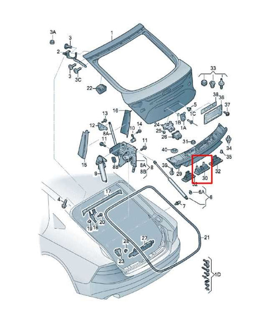 2012-15 Audi A7 Premium 3.0L AWD Rear Trunk Lid Release Handle w/ Backup Camera - Alshned Auto Parts