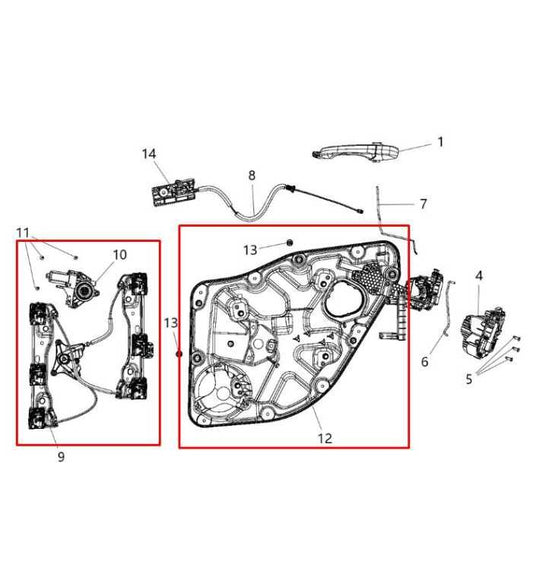2011-25 Dodge Durango SXT Rear Right Door Window Regulator w/ Carrier and Motor - Alshned Auto Parts