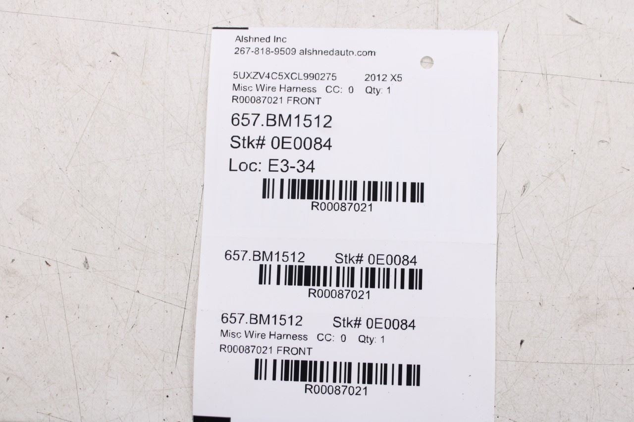2011-2013 BMW X5 Xdrive35i Front Bumper PDC Wire Harness w/ Park Sensors 924442112