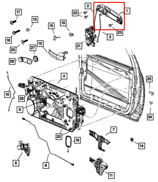 13-15 Ram 1500 Laramie Crew Cab Front Door Passenger Right Side Exterior Handle - Alshned Auto Parts