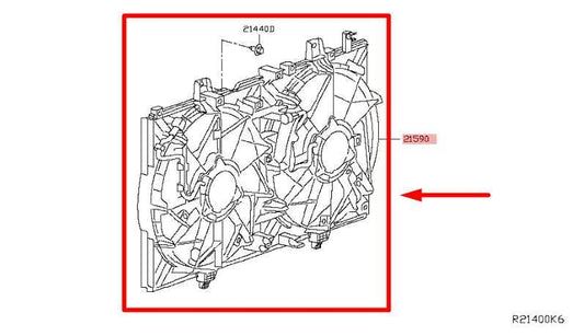 2014-20 Nissan Rogue S 2.5L Dual Radiator Cooling Fan Motor Assy 21481-4BA0A OEM - Alshned Auto Parts