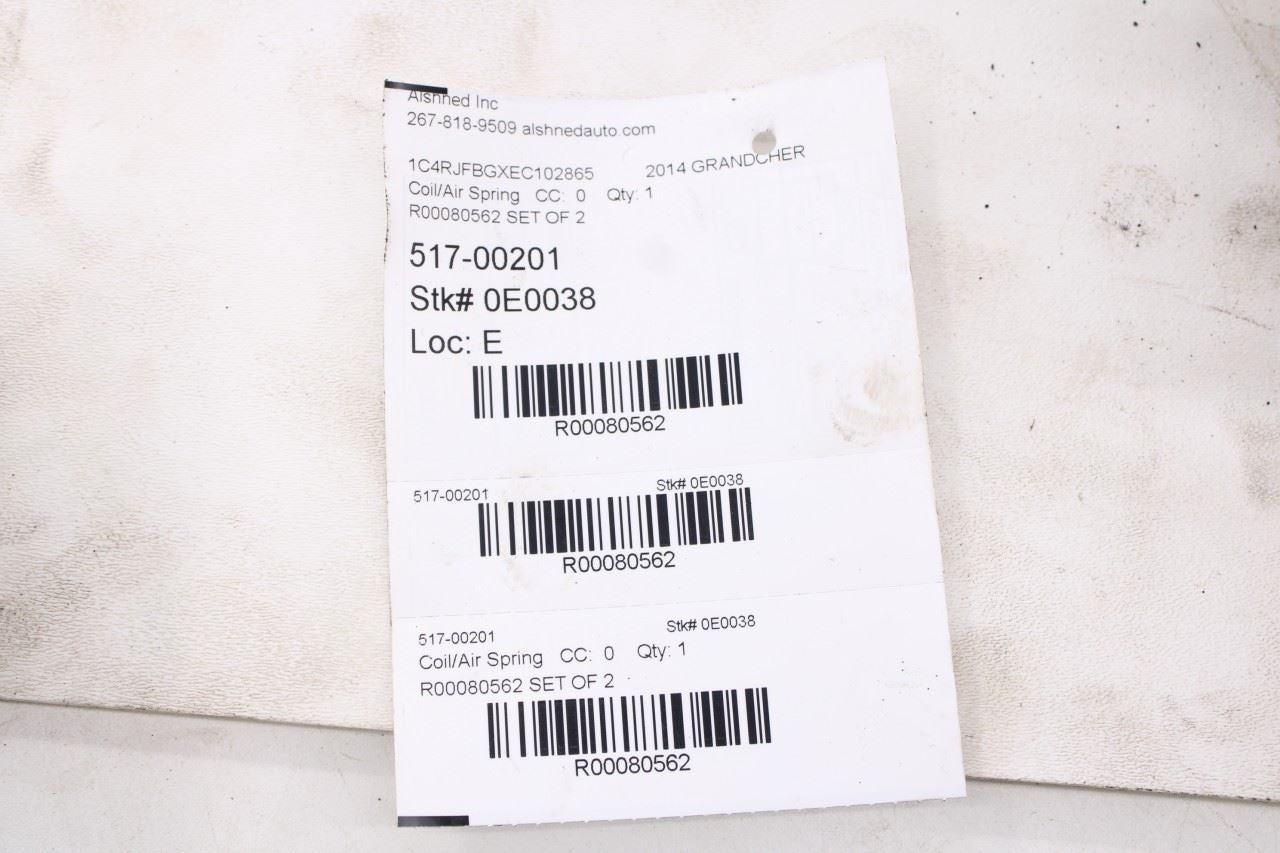 11-22 Jeep Grand Cherokee Limited 4x4 Rear Right and Left Coil Spring 68029667AD - Alshned Auto Parts