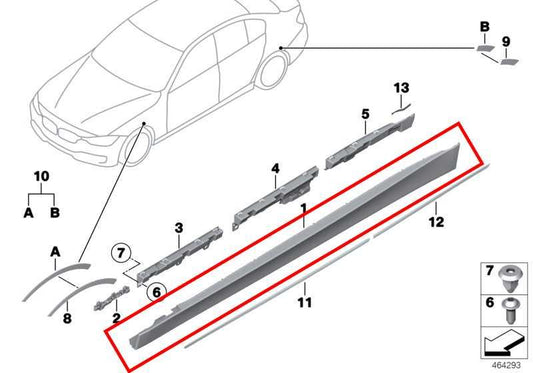 2013-2016 BMW 328I xDrive SULEV Right Side Rocker Panel Molding 51777312752 OEM - Alshned Auto Parts