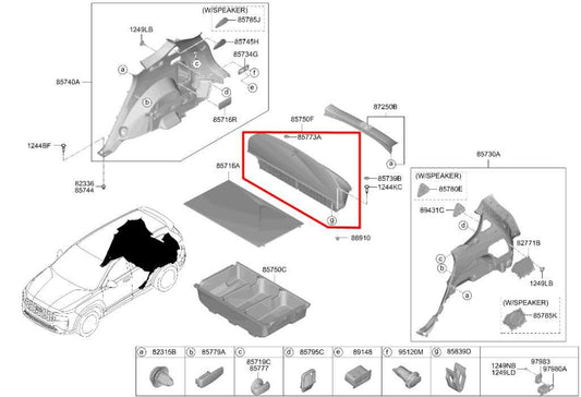 21-23 Hyundai Santa Fe SEL AWD Rear Trunk Floor Storage Tray Compartment *ReaD* - Alshned Auto Parts