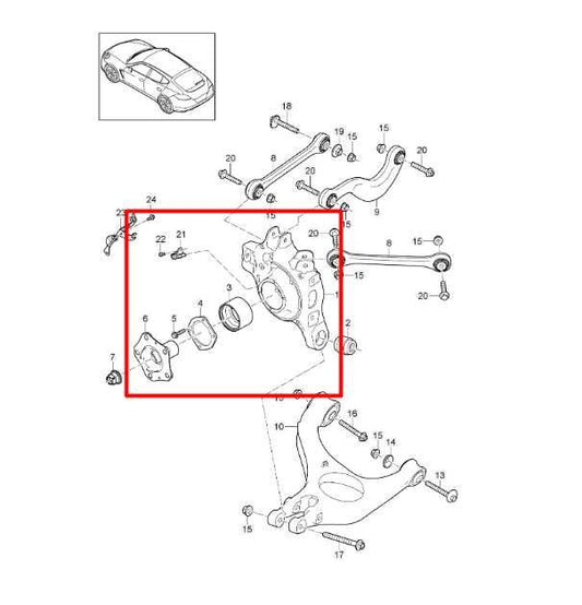 2014-2016 Porsche Panamera 4 3.6L AWD Rear Driver Left Side Spindle Knuckle Hub - Alshned Auto Parts