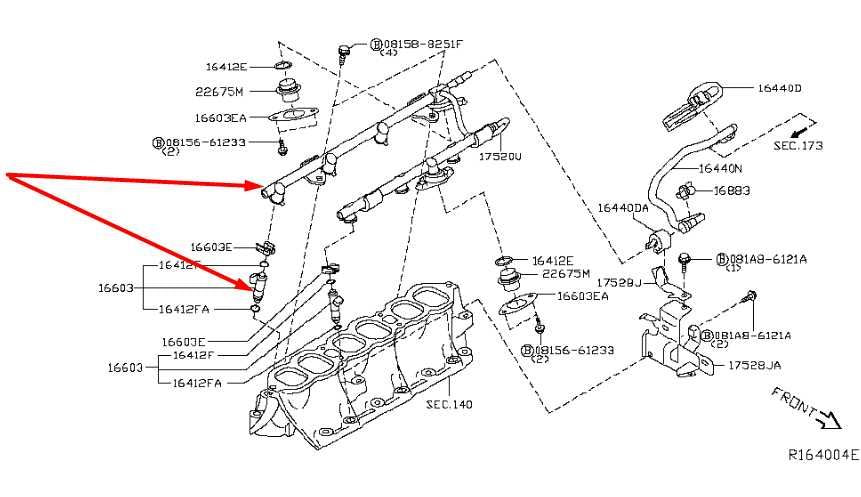 09-20 Nissan Murano Platinum 3.5L Fuel Rail w/ Injectors 17521-JA10D 16600-JA10A1