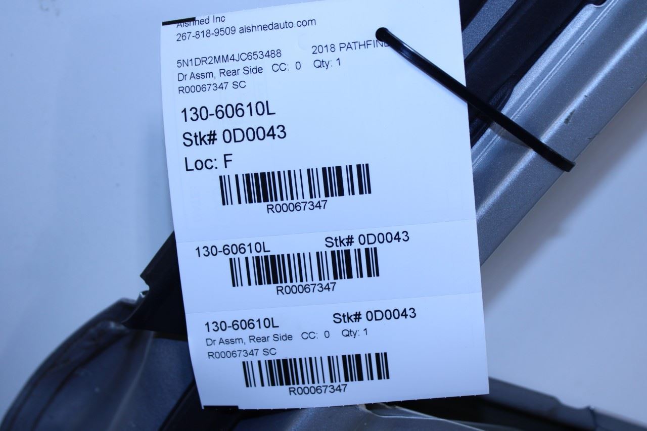 2015-2020 Nissan Pathfinder SV Rear Left Driver Door Shell Panel 82101-3KA1A OEM - Alshned Auto Parts