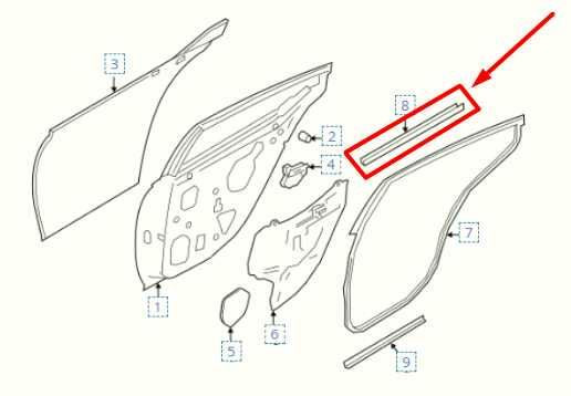 19-24 Nissan Altima Rear Right Passenger Door Belt Weatherstrip 82834-6CA0A OEM - Alshned Auto Parts