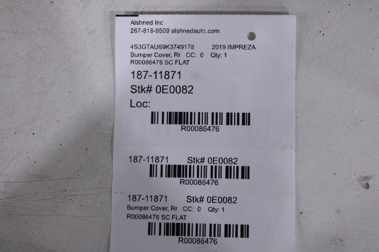 2017-2023 Subaru Impreza 2.0I Limited Rear Bumper Cover 57702FL20A OEM - Alshned Auto Parts