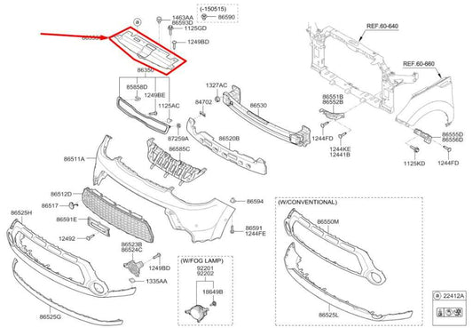 2014-2019 Kia Soul Front Radiator Grille Upper Cover Baffle 86353-B2000 OEM - Alshned Auto Parts