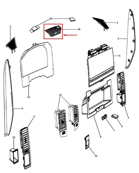 2013-2018 RAM 1500 Crew Cab Laramie Dash Speaker Grille Cover Trim 1HS02TX7AC - Alshned Auto Parts