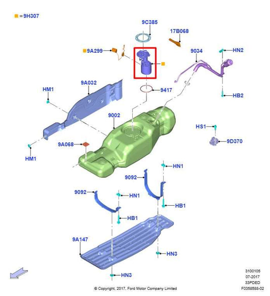 2018-2020 Ford F150 3.3L Fuel Pump Assembly JL34-9H307-RD OEM - Alshned Auto Parts