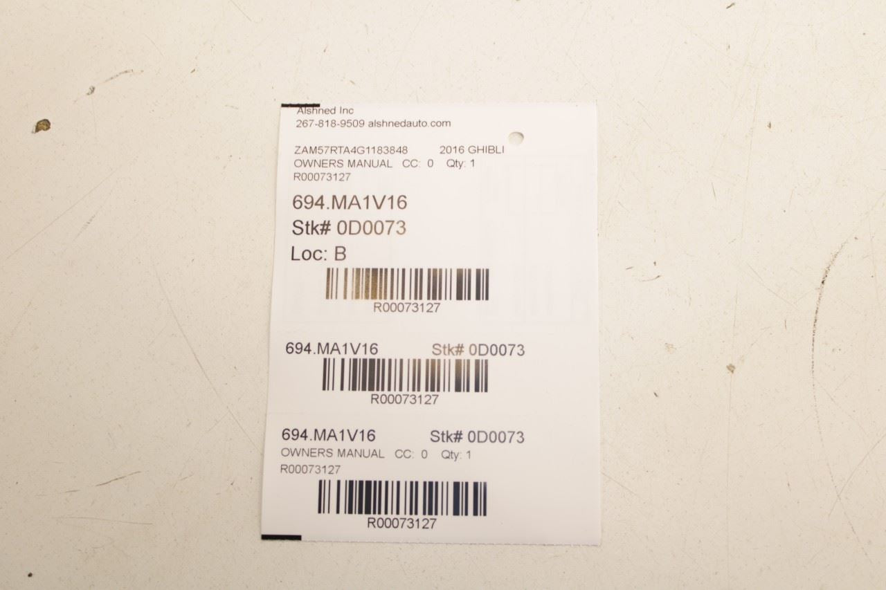 2016 Maserati Ghibli S Q4 Owners Welcome Booklet Set with Case R73127 - Alshned Auto Parts