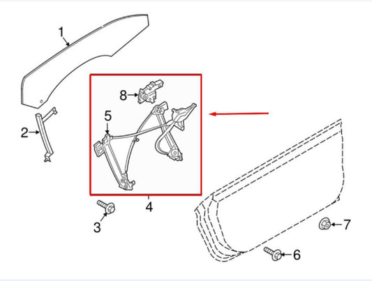 15-23 Ford Mustang Front Left Side Door Window Regulator w/ Motor MR3Z-6323201-A - Alshned Auto Parts