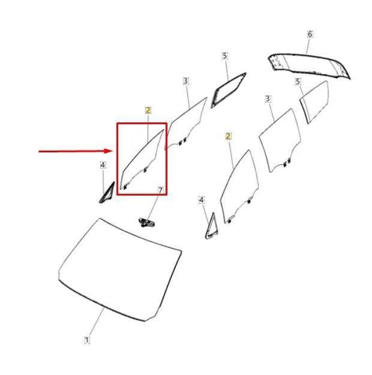 2017-2024 Chrysler Pacifica Front Right Side Door Window Glass 68231940AB OEM - Alshned Auto Parts