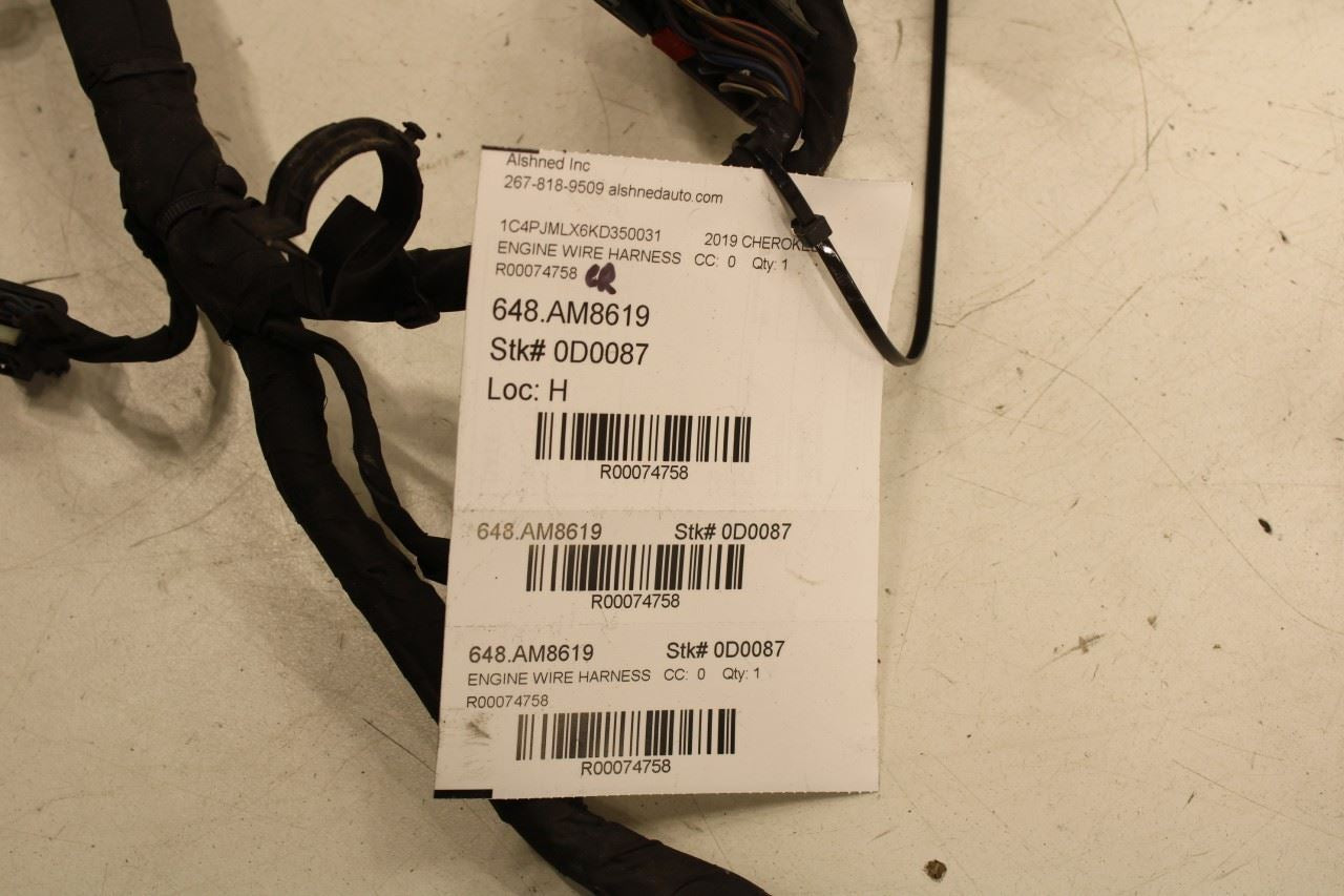 2019 Jeep Cherokee Latitude 3.2L 4x4 Engine Wiring Harness 68347365AB OEM *ReaD* - Alshned Auto Parts