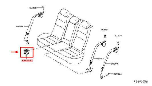 2019-22 Nissan Altima 2.5 SL Rear Center RH 2nd Row Seat Belt Buckle 88842-6CA8A - Alshned Auto Parts
