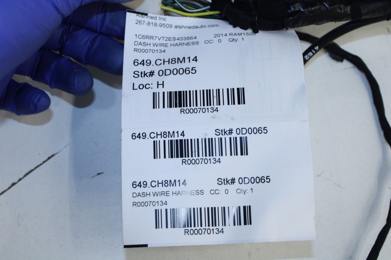 2014 Ram 1500 Crew Cab Laramie Dash Instrument Panel Wire Harness 68207279AD OEM - Alshned Auto Parts