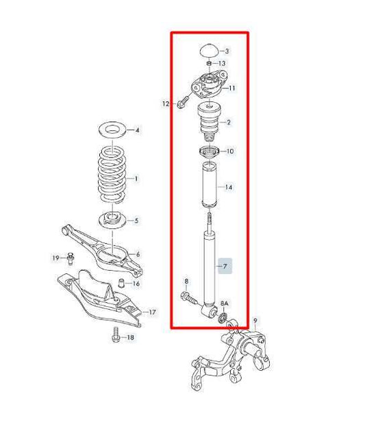 15-18 Volkswagen Jetta Sport FWD Rear LH Shock Strut Absorber 5C0-512-011-AB OEM - Alshned Auto Parts